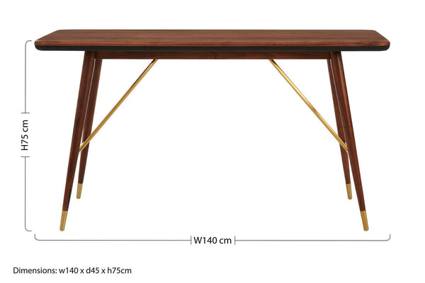 Walnut Wood Console Table with Leather Trim | Kenso