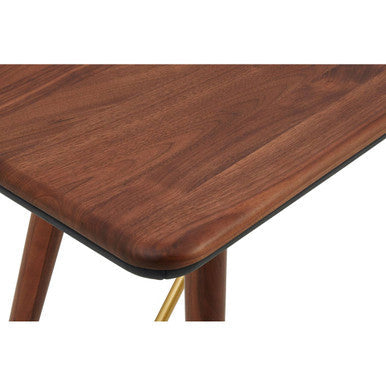 Walnut Wood Console Table with Leather Trim | Kenso