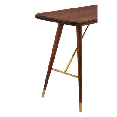 Walnut Wood Console Table with Leather Trim | Kenso