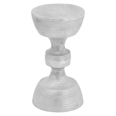 Matin Silver Finish Textured Metal Large Side Table