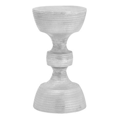 Matin Silver Finish Textured Metal Large Side Table