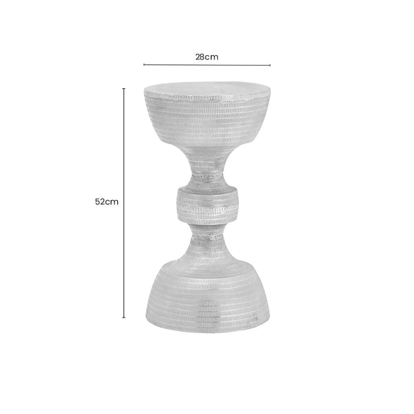 Matin Silver Finish Textured Metal Large Side Table