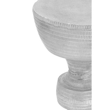 Matin Silver Finish Textured Metal Large Side Table