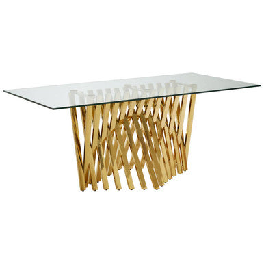 Arezzo Clear Glass Small Dining Table with Gold Finish Base