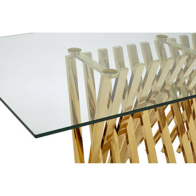 Arezzo Clear Glass Small Dining Table with Gold Finish Base