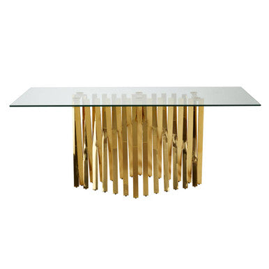 Arezzo Clear Glass Small Dining Table with Gold Finish Base