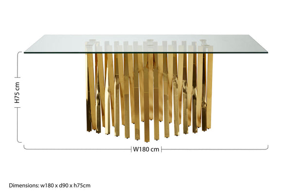 Arezzo Clear Glass Small Dining Table with Gold Finish Base