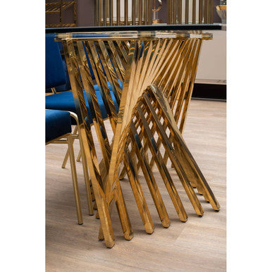 Arezzo Clear Glass Small Dining Table with Gold Finish Base