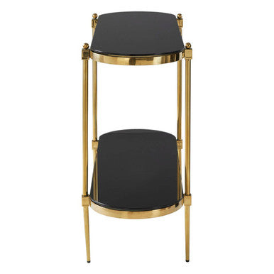Arezzo 2 Tier Gold Console Table with Black Tempered Glass