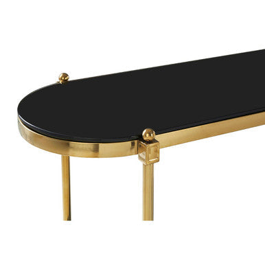 Arezzo 2 Tier Gold Console Table with Black Tempered Glass
