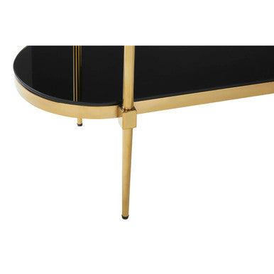 Arezzo 2 Tier Gold Console Table with Black Tempered Glass