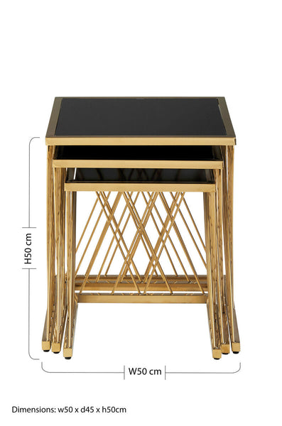 Arezzo Gold and Black Set Of 3 Nesting Tables