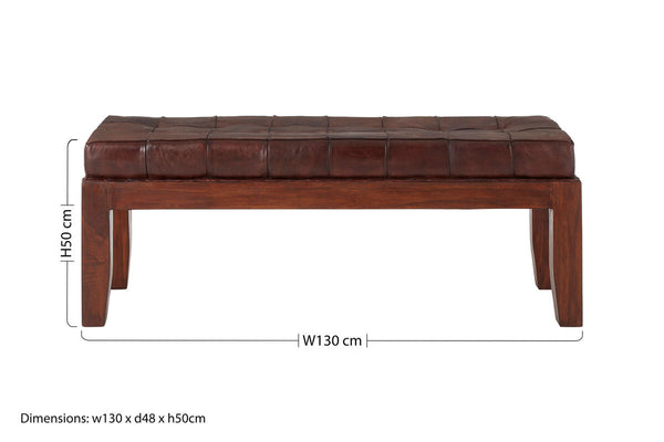 Inca Antique Brown Leather Bench