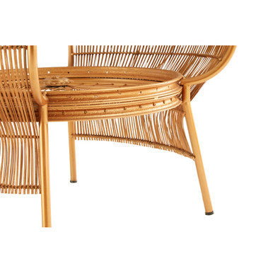 Clear Glass Top Table with Gold Finish Bamboo and Iron Frame | Mantis