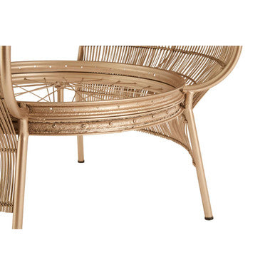 Clear Glass Top Table with Champagne Gold Bamboo and Iron Frame | Mantis