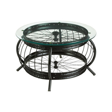 Clear Glass Top Coffee Table with Black Finish Bamboo and Iron Frame | Mantis