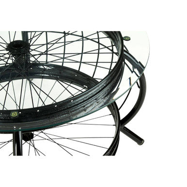 Clear Glass Top Coffee Table with Black Finish Bamboo and Iron Frame | Mantis
