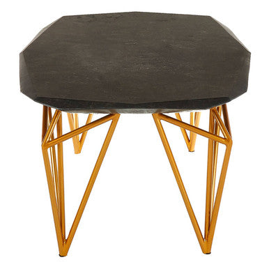 Black Marble Top Coffee Table with Gold Finish Iron Legs | Relic
