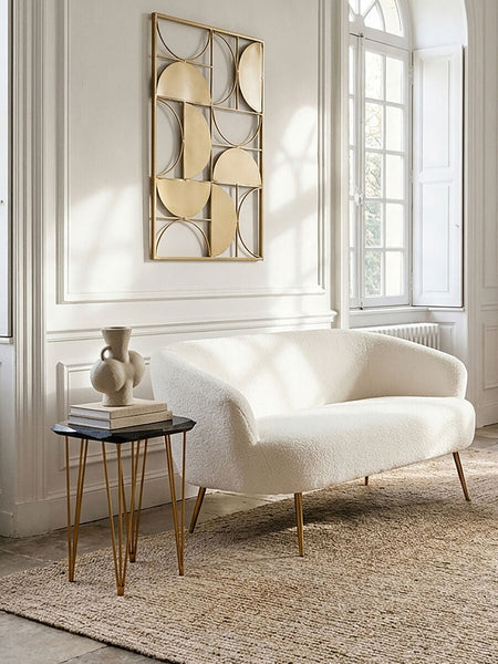 Small Black Marble Top Side Table with Gold Finish Iron Legs | Relic