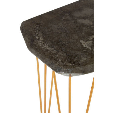 Large Black Marble Top Side Table with Gold Finish Iron Legs | Relic