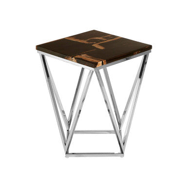 Relic Dark Petrified Wood Top Side Table
