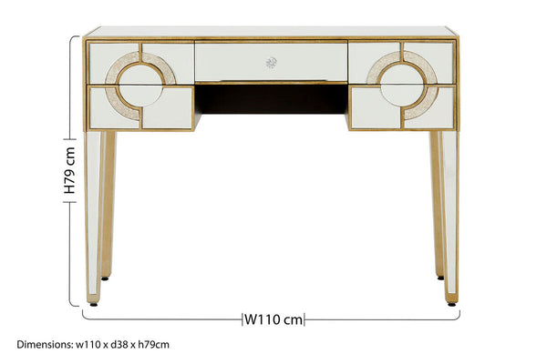 Mirrored Glass Console Table with Five Drawers and Crystal Style Knobs | Knightsbridge