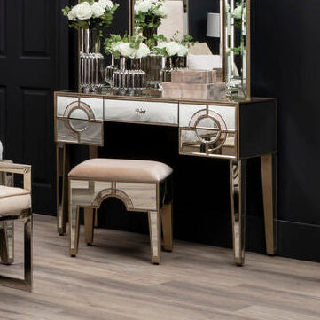 Mirrored Glass Console Table with Five Drawers and Crystal Style Knobs | Knightsbridge