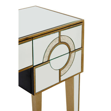Mirrored Glass Console Table with Five Drawers and Crystal Style Knobs | Knightsbridge