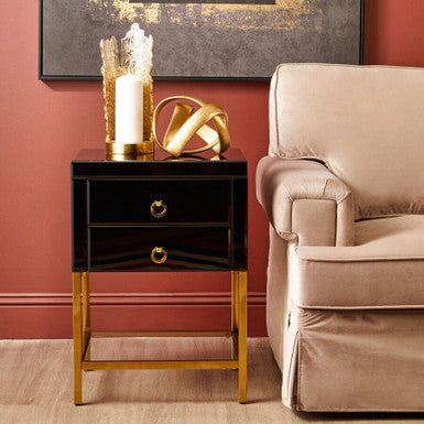 Kensington Townhouse Black 2 Drawer Side Table