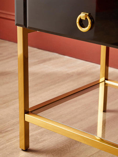 Kensington Townhouse Black 2 Drawer Side Table