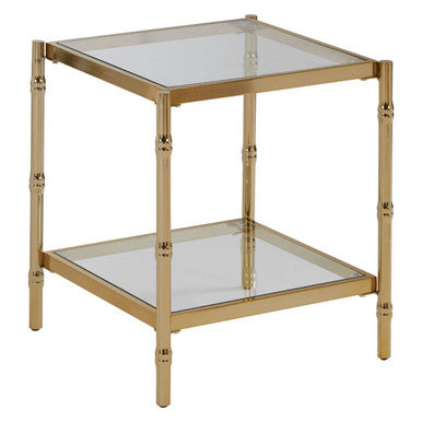 Kensington Townhouse Gold Finish 2 Tier Square Side Table