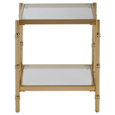 Kensington Townhouse Gold Finish 2 Tier Square Side Table