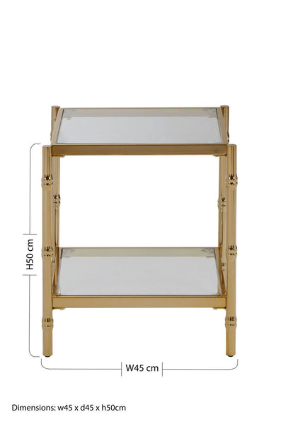 Kensington Townhouse Gold Finish 2 Tier Square Side Table