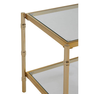 Kensington Townhouse Gold Finish 2 Tier Square Side Table