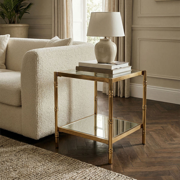 Kensington Townhouse Gold Finish 2 Tier Square Side Table