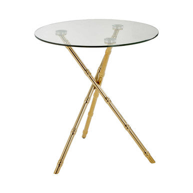 Kensington Townhouse Gold Finish Round Side Table with Glass Top