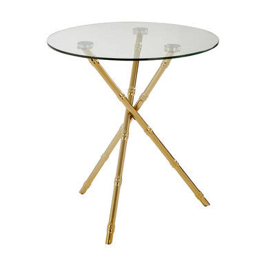 Kensington Townhouse Gold Finish Round Side Table with Glass Top