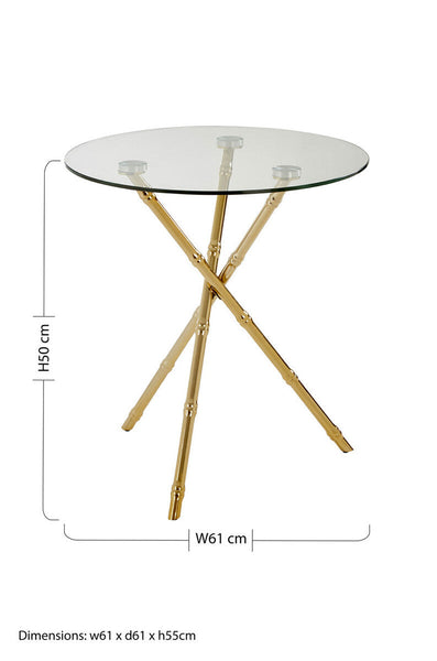 Kensington Townhouse Gold Finish Round Side Table with Glass Top