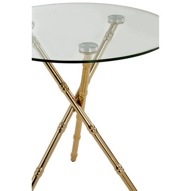 Kensington Townhouse Gold Finish Round Side Table with Glass Top