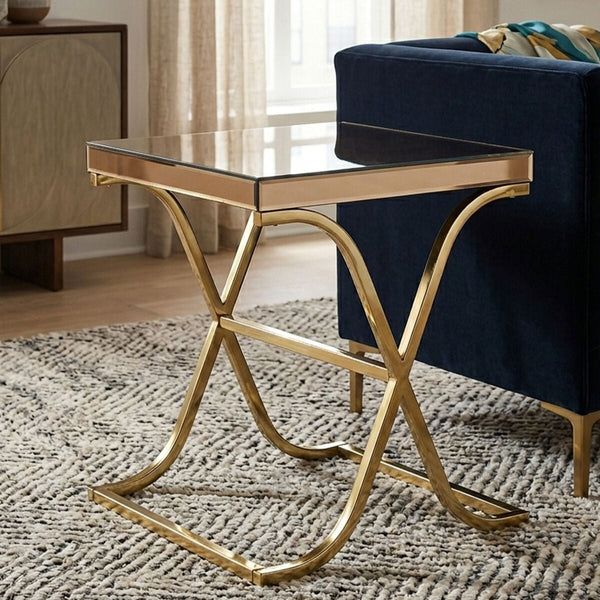 Kensington Townhouse Brown Mirrored Side Table
