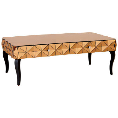Soho Copper Faceted Mirror 4 Drawer Coffee Table