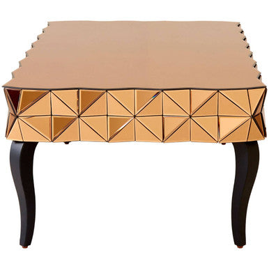 Soho Copper Faceted Mirror 4 Drawer Coffee Table