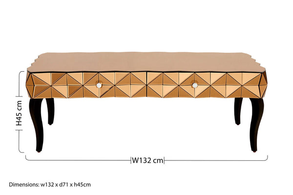 Soho Copper Faceted Mirror 4 Drawer Coffee Table