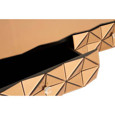 Soho Copper Faceted Mirror 4 Drawer Coffee Table