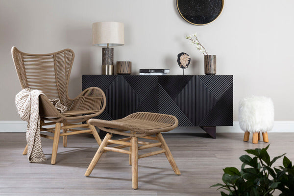 Sisal Latte Rope Lounge Chair And Footstool