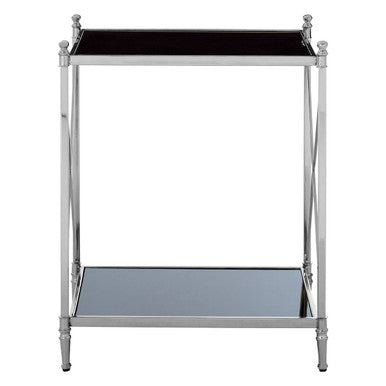 Silver 2 Tier Black Mirrored Glass Square Side Table | Hoffmann