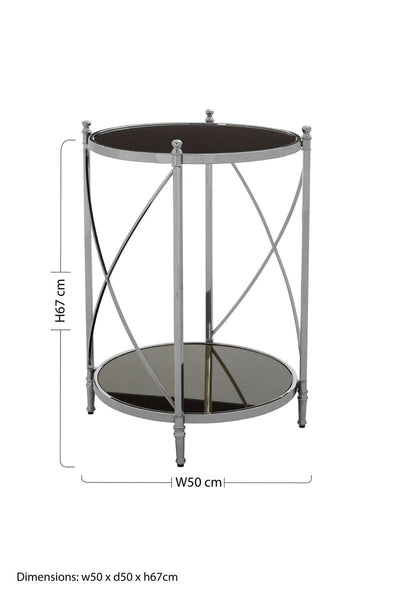 Black Mirrored Glass Two Tier Round Side Table | Hoffmann