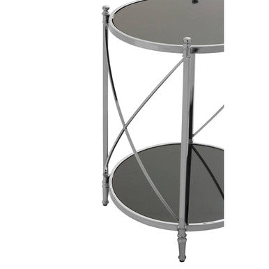 Black Mirrored Glass Two Tier Round Side Table | Hoffmann