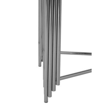 Black Granite Top Art Deco Console Table with Silver Finish X-Shaped Cross | Clarice