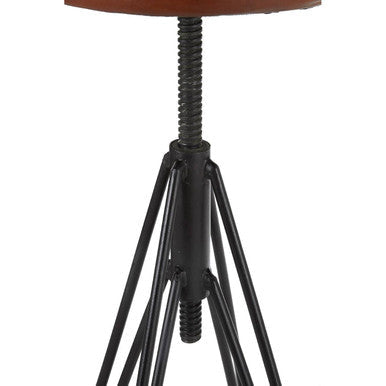 Nandri Brown Leather Adjustable Stool with Black Metal Legs